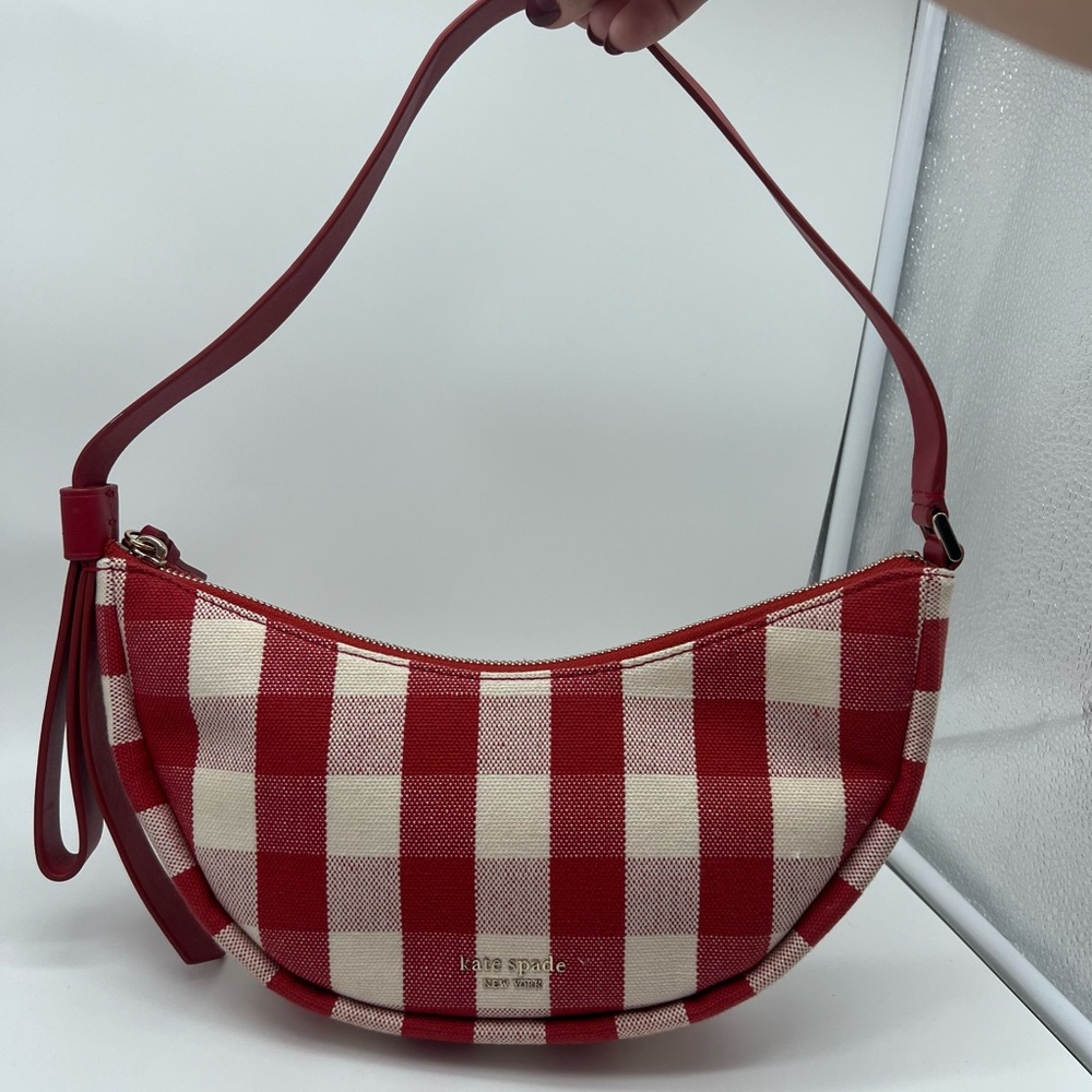 Kate Spade Red Gingham Smile Shoulder Bag